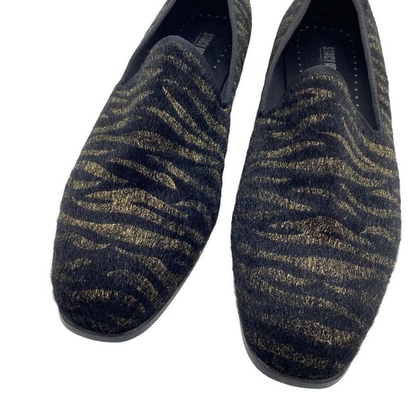 Stacy Adams Smoking Loafers Sultan Tiger Black Gold Pony Hair Slip On main image 13